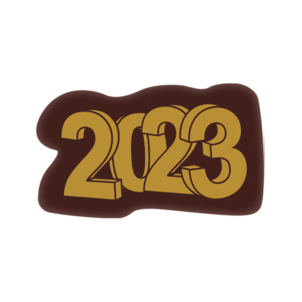 C/120PC DARK CHOCOLATE PLAQUE 2024 L4,5X2,5CM  14043