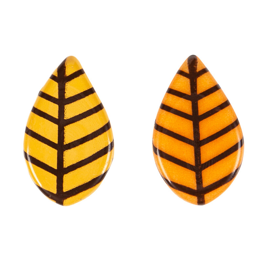 X175PC FEUILLES D AUTOMNE JAUNE/ORANGE L2 X 3CM CHOCOLAT