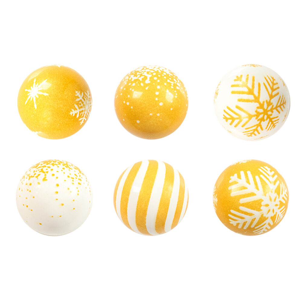 C/96PC.BALLS SNOWWHITE GOLD 2.8CM 14237%