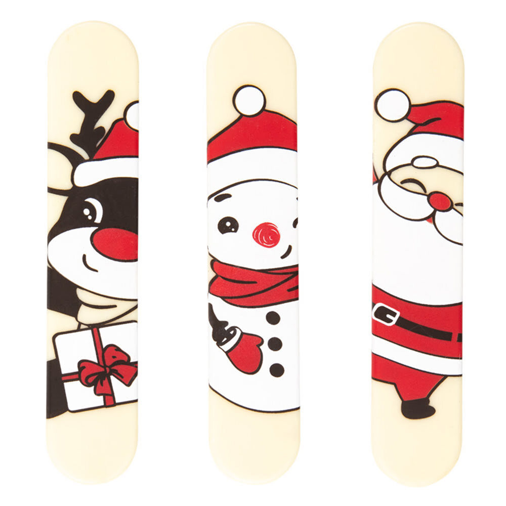X35PC ASS.ECLAIR CHRISTMAS FIGURES L15X3CM WHITE CHOC 14505