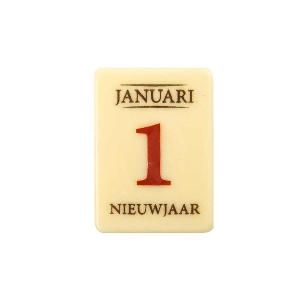 X160PC 1 JANUARI NIEUWJAAR L3,8 X 2,3CM WHITE CHOC. 14612