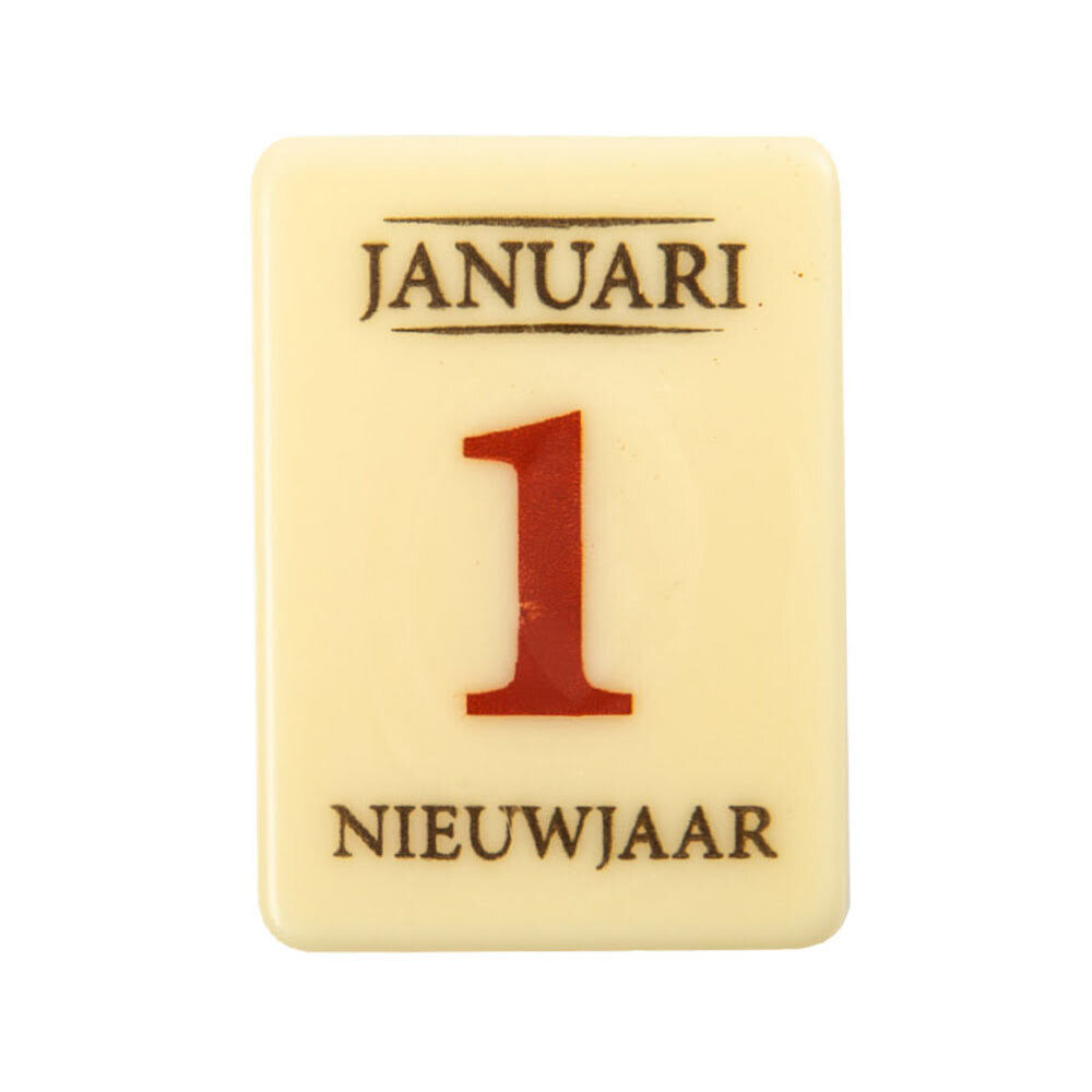 X60ST KALENDER 1 JANUARI NIEUWJAAR L.5 X 4CM WITTE CHOCOLADE