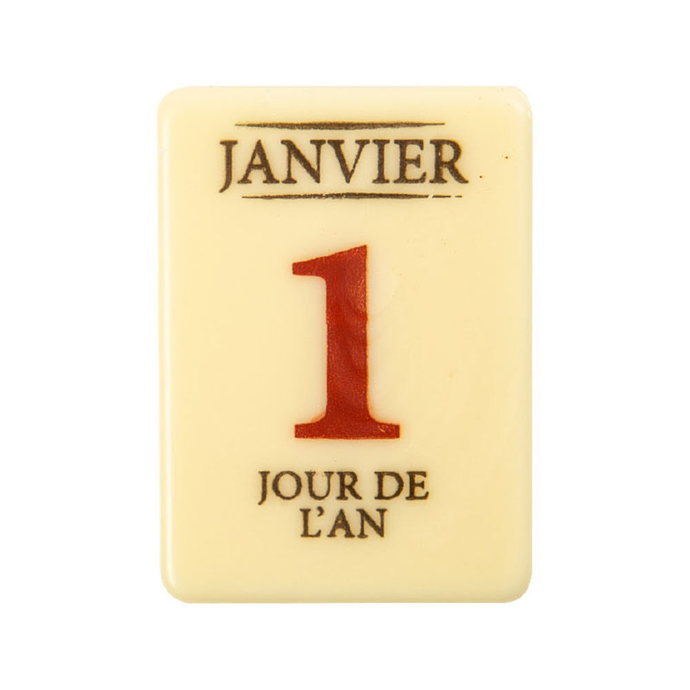X60PC CALENDRIER 1 JANVIER JOUR DE L'AN L.5X4CM CHOCOLAT