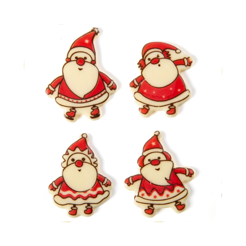 X120PC MIXED SANTA 4,5X4CM WHITE CHOC. 15162