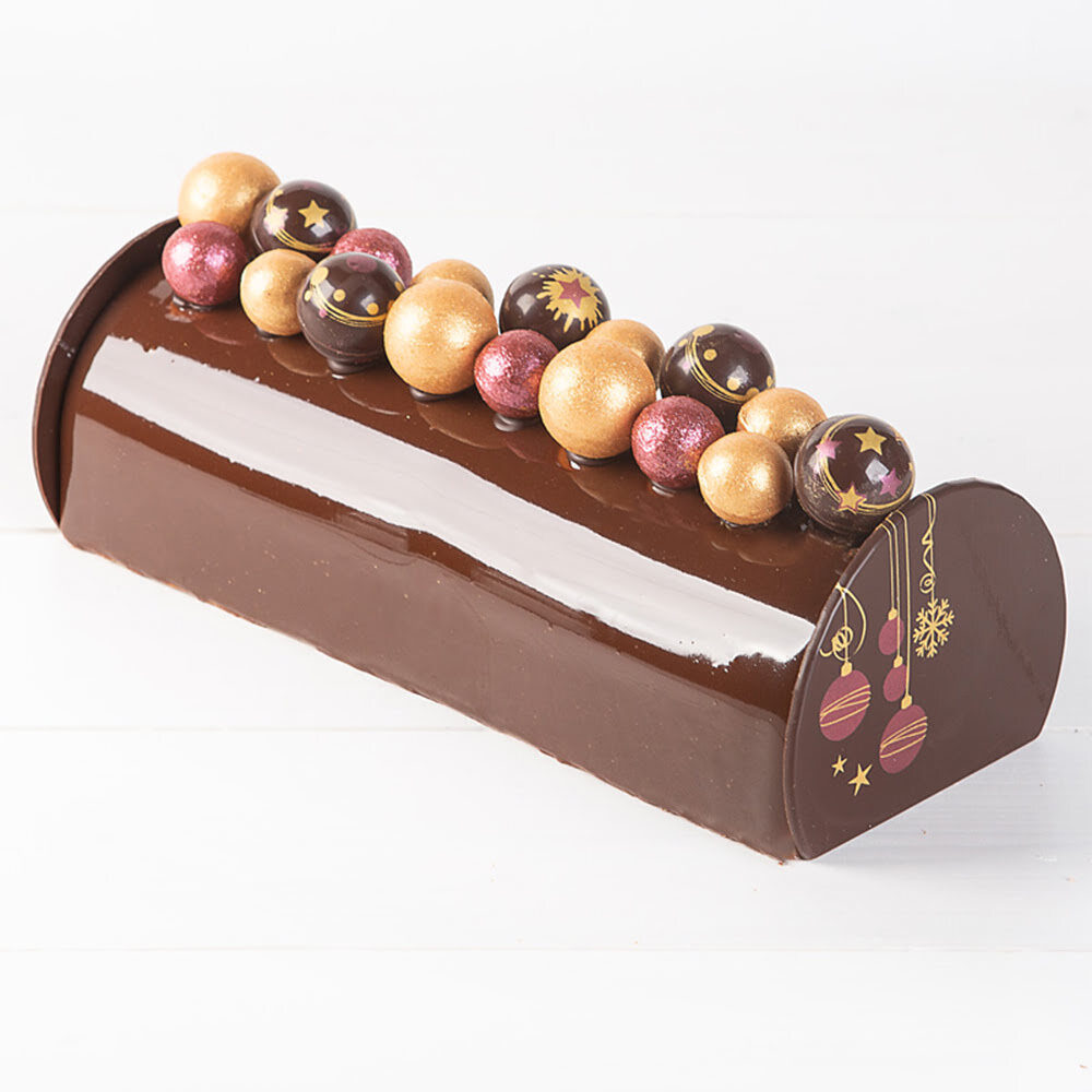 X40PC EMBOUT DE BUCHE BOULE DE NOEL ROUGE FONDANT 15186