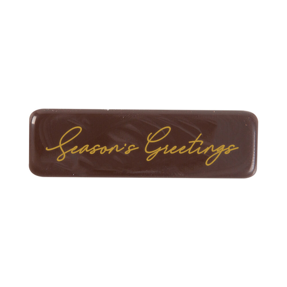 X200PC PLATE SEASON'S GREETINGS L4.5CMX1.3CM CHOCOLATE 15253