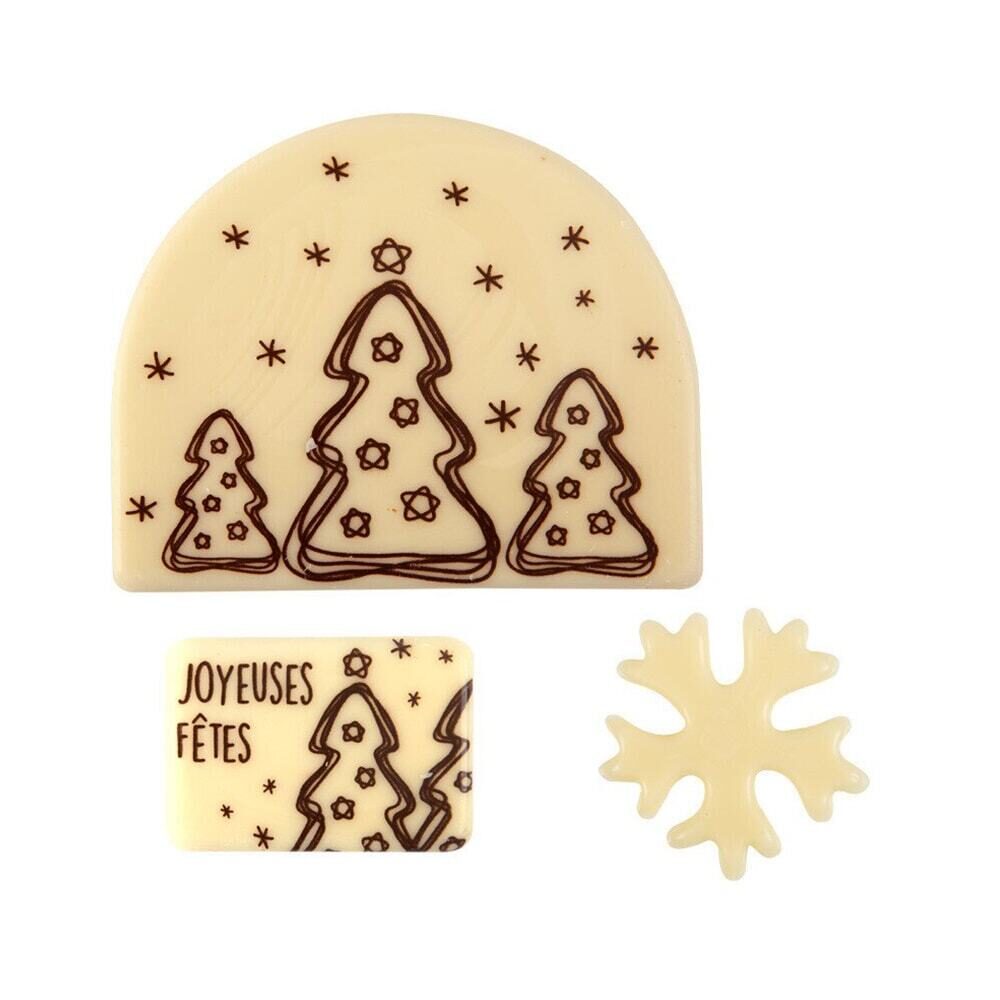 X16SETS CAKE END TREE/JOY. FETES/ICE CRYST WHITE CHOC 15268