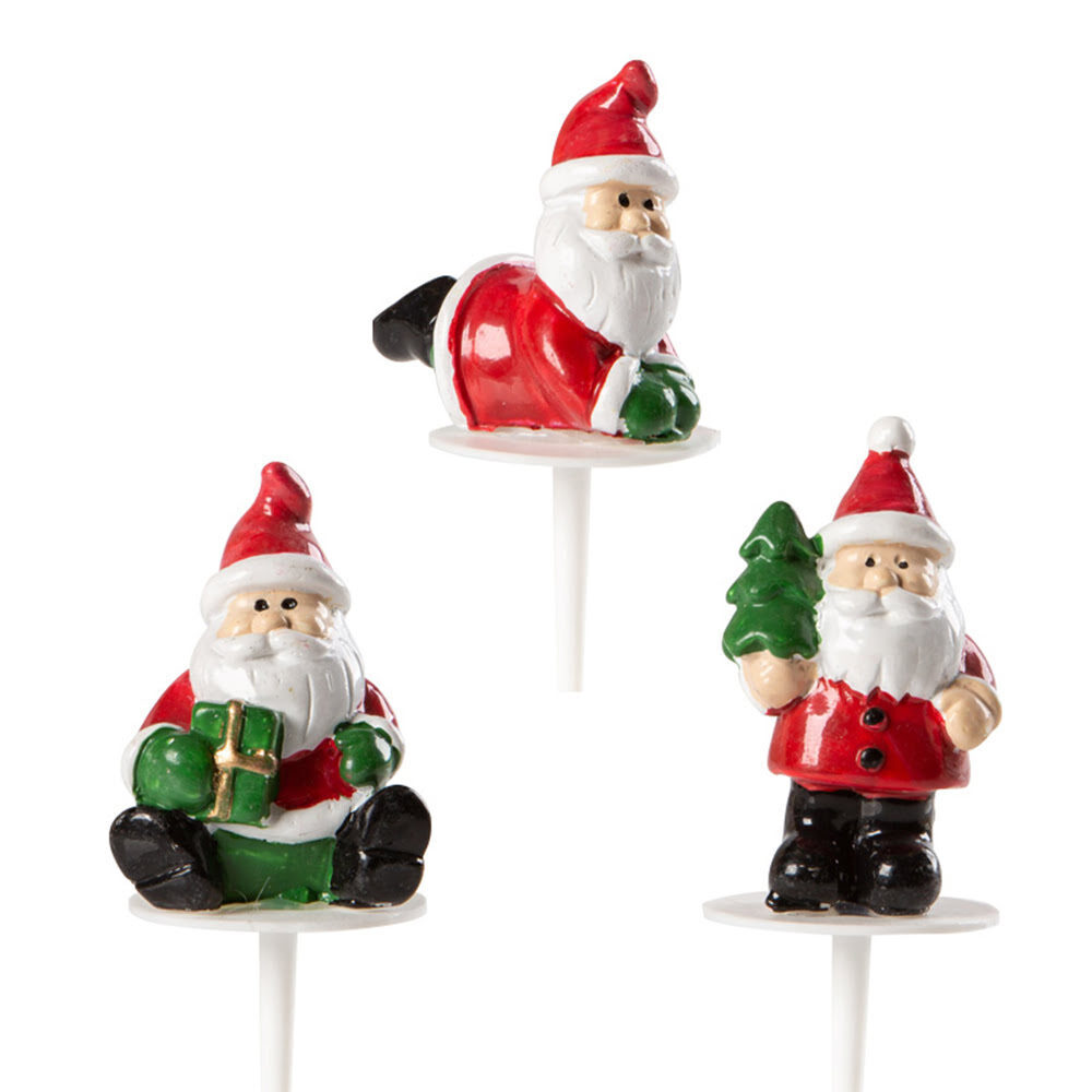 X64PC ASSORTMENT SANTA CLAUS RED / GREEN H.4CM PLASTIC 15397