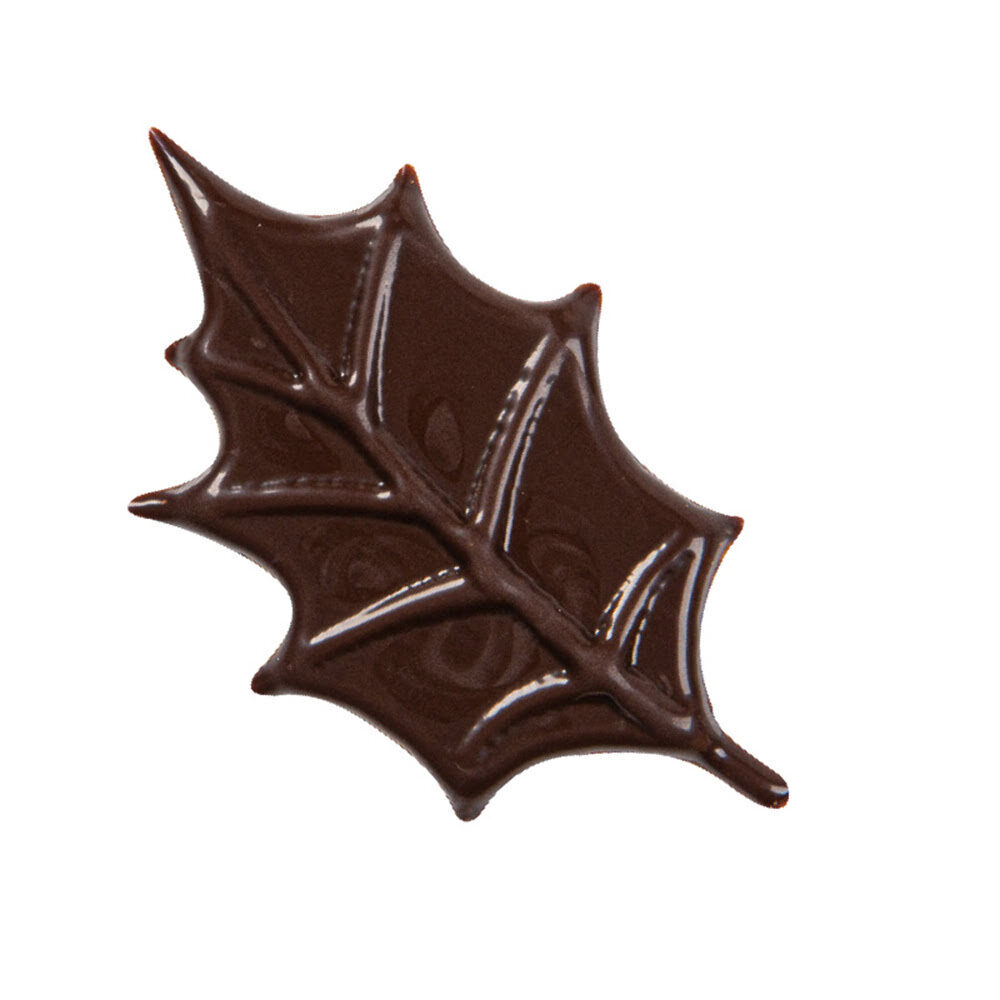 X100PC HOLLY LEAF DARK L.5 X 3CM CHOCOLATE 15419