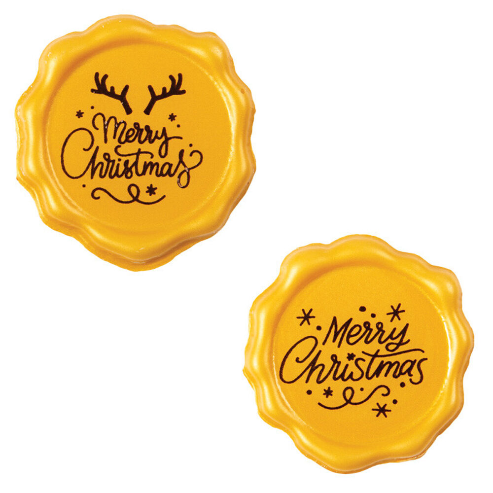 X120PC TAMPON OR MERRY CHRISTMAS D.3,8CM CHOCOLAT 15447