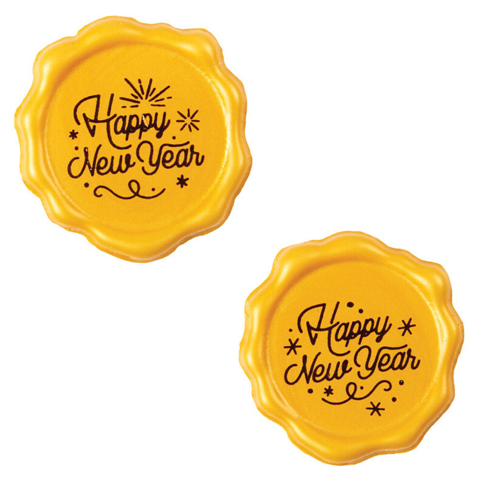 X120PC TAMPON OR HAPPY NEW YEAR D.3,8CM CHOCOLAT 15448