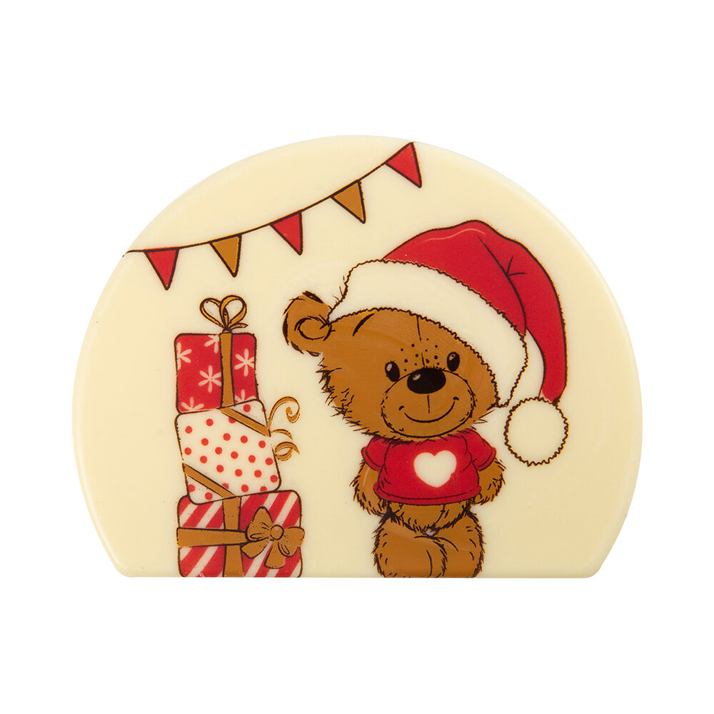 X40PC CAKE END BEAR/XMAS HAT/GIFTS L.10X8CM CHOCOLATE 15487