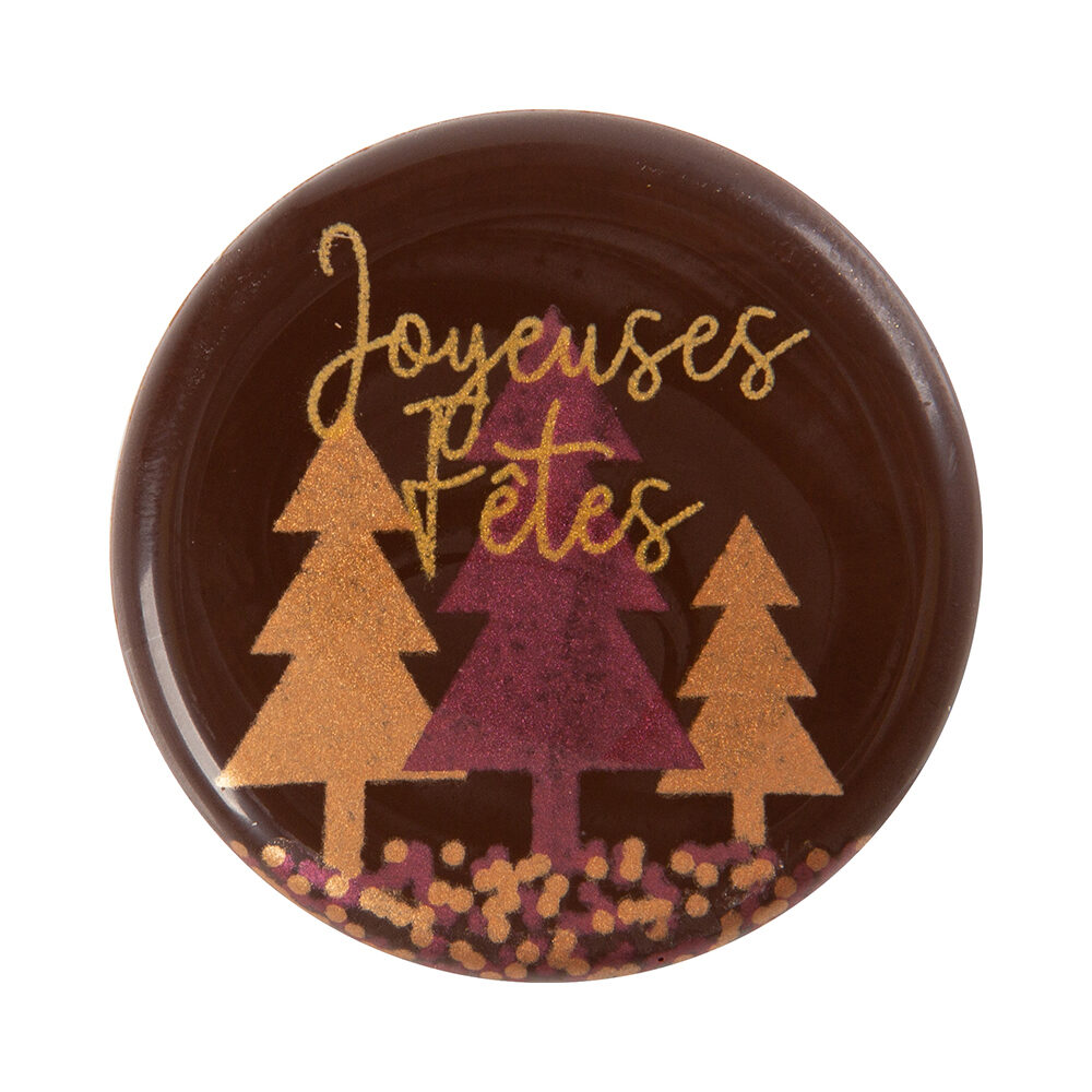 X120PC PLATE JOYEUSES FETES/XMAS TREES D.3.8CM CHOC 15539