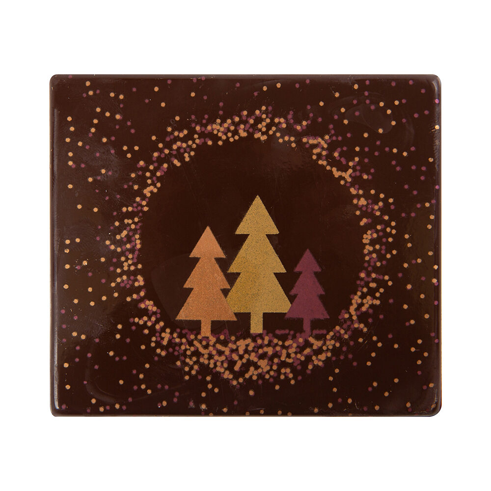 X40PC CAKE END 3 XMAS TREES L.9X8CM DARK CHOCOLATE 15540