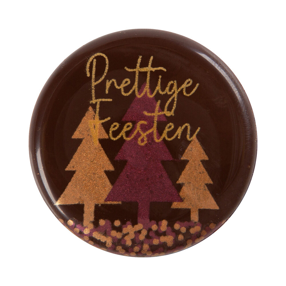 X120PC PLATE PRETTIGE FEESTEN/XMAS TREES D.3.8CM CHOC 15541
