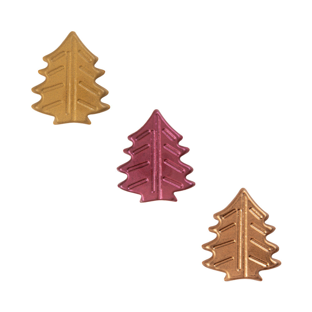 X120PC ASS. CHRISTMAS TREES METALLIC L.4.5X3.5CM CHOC 15553
