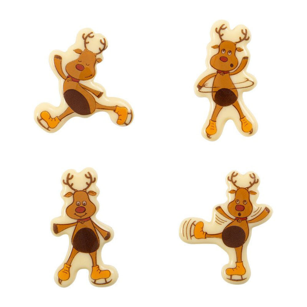 X120PC ASSORTMENT DANCING REINDEER L.5 X 3CM CHOCOLATE 15556