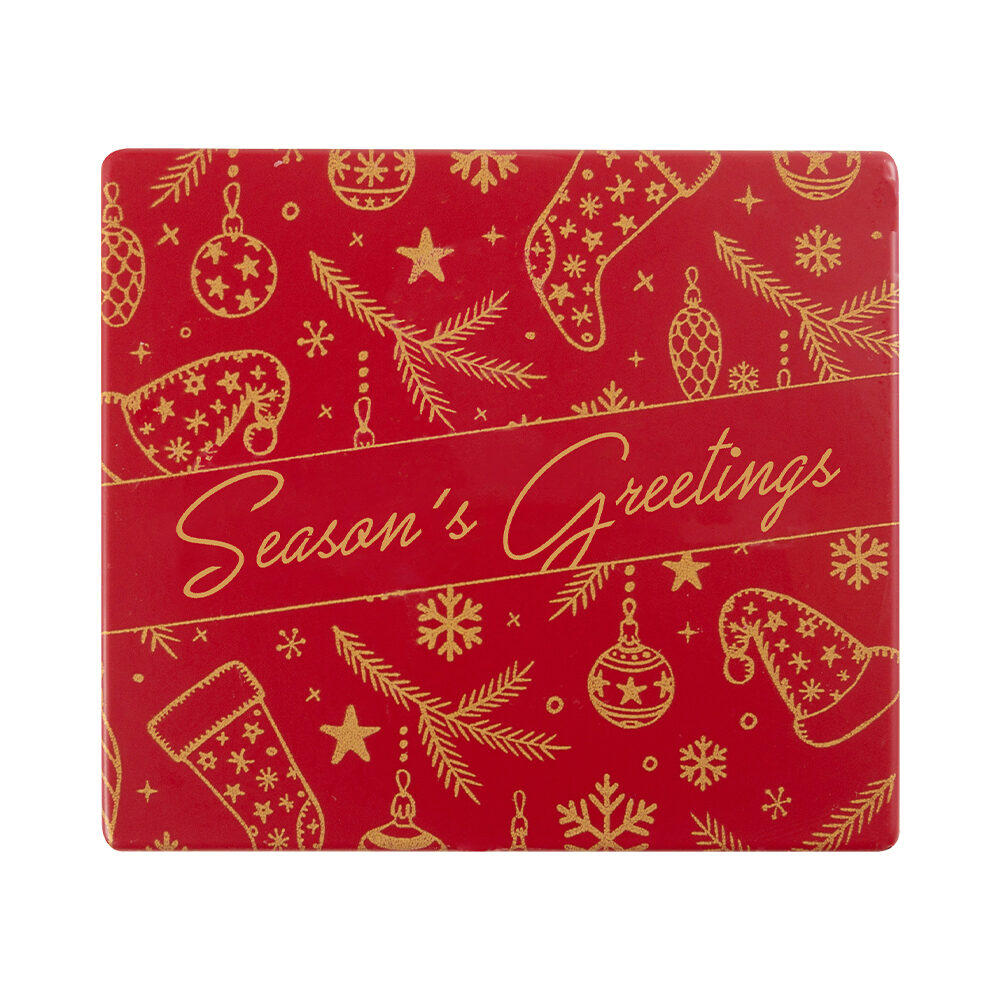 X40PC CAKE END SEASON'S GREETINGS RED L.9X8CM CHOC 15748