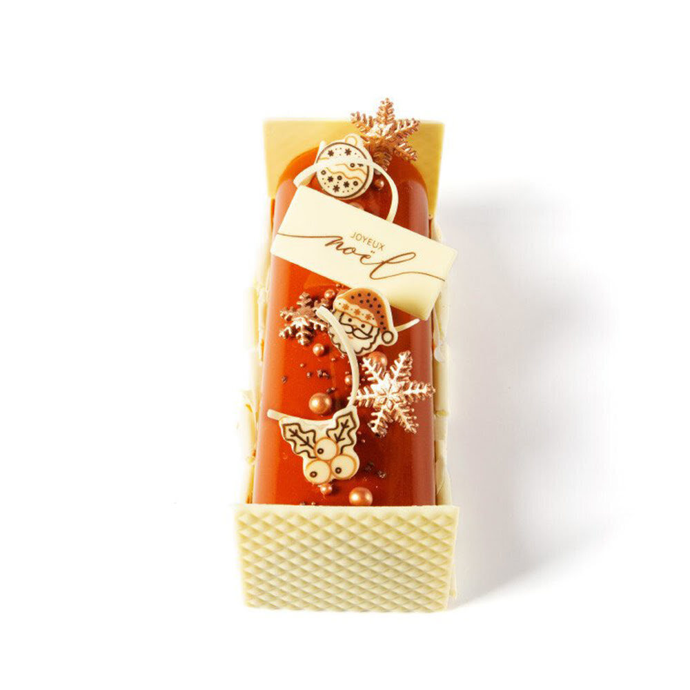 X40PC EMBOUT BUCHE GAUFFRE L.9 X 8CM CHOCOLAT BLANC 15823