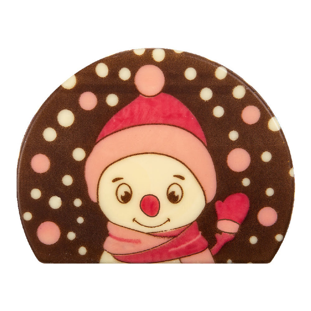 X40PC CAKE END PINK SNOWMAN L.10 X 8CM CHOCOLATE