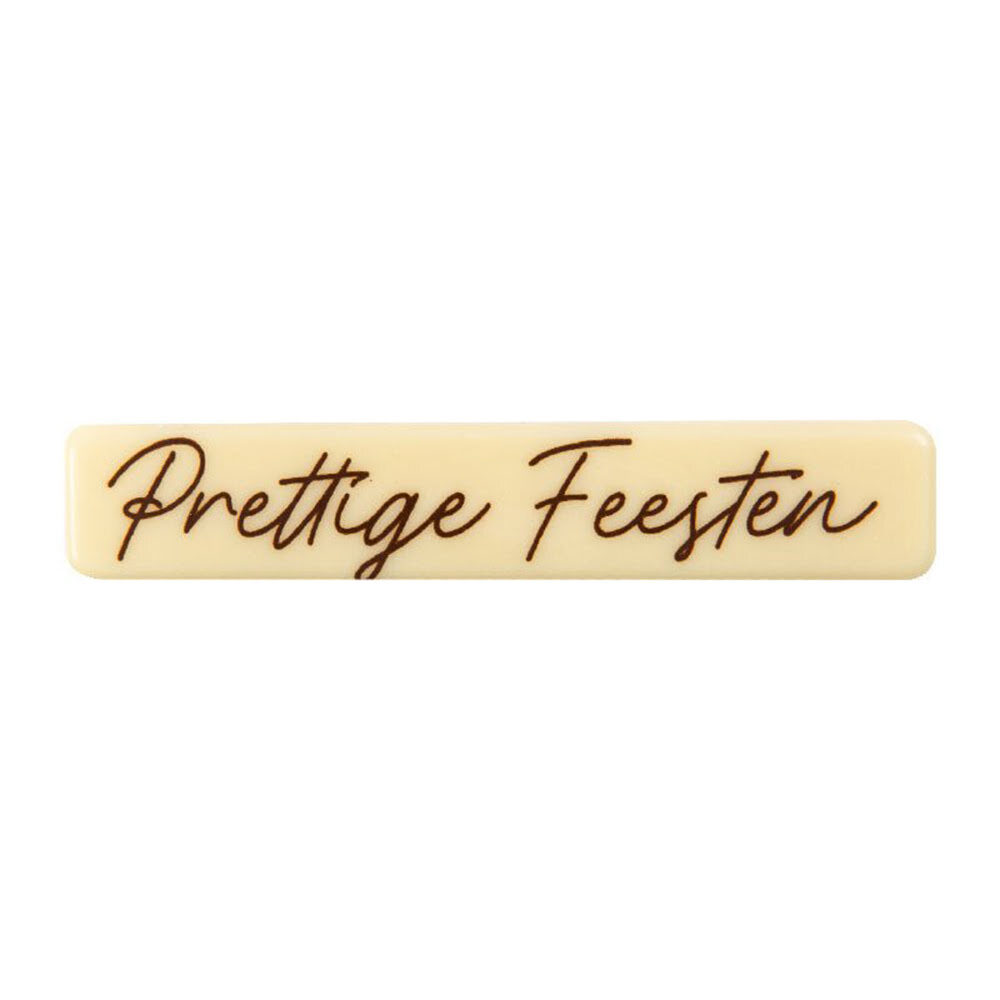 X120ST PLAATJE PRETTIGE FEESTEN L.8 X 1,5CM WITTE CHOC.15841