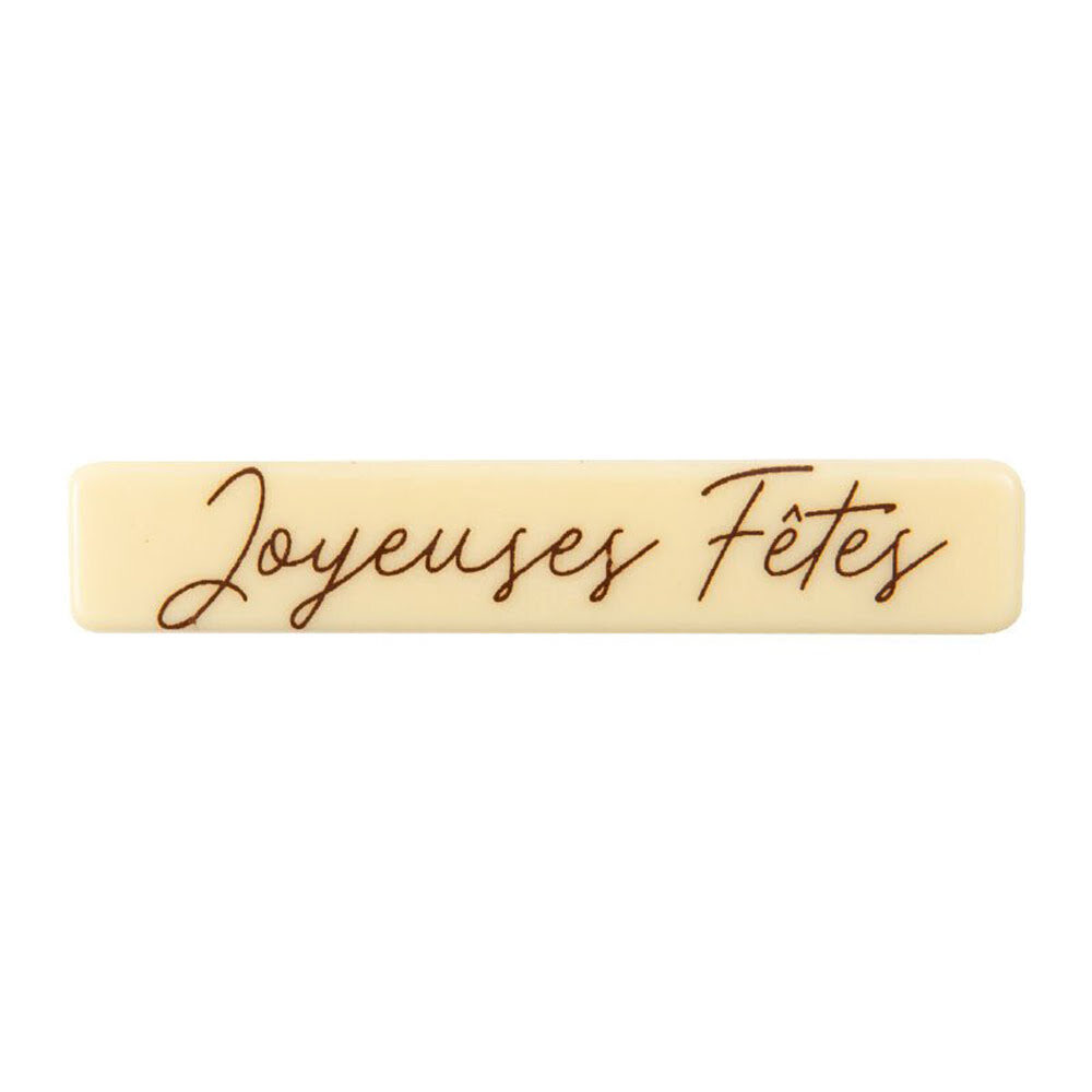 X120PC PLATE JOYEUSES FETES L.8 X 1,5CM WHITE CHOC.15842