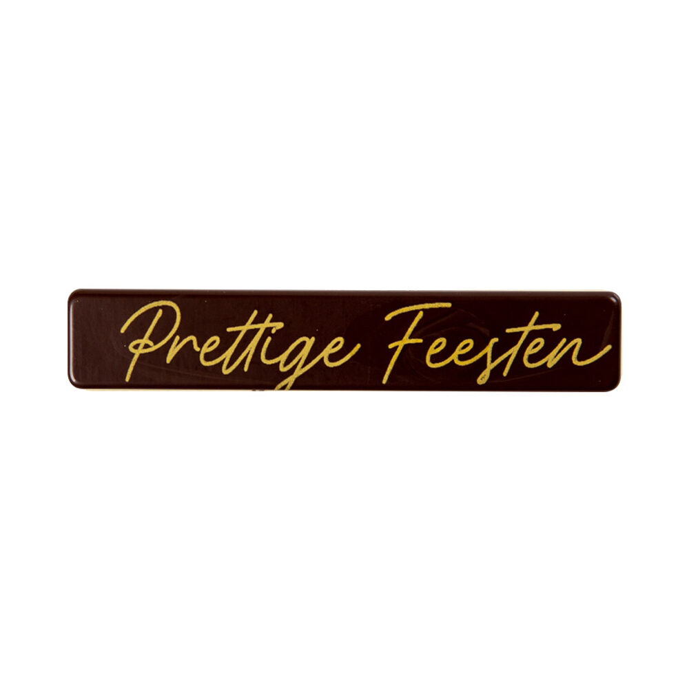 X120PC PLAQUETTE PRETTIGE FEESTEN L8 X 1,5CM CHOCOLAT 15850