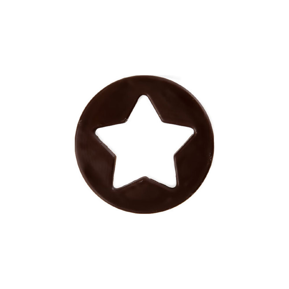 X40PC DISC WITH OPEN STAR D.6CM DARK CHOCOLATE 15961