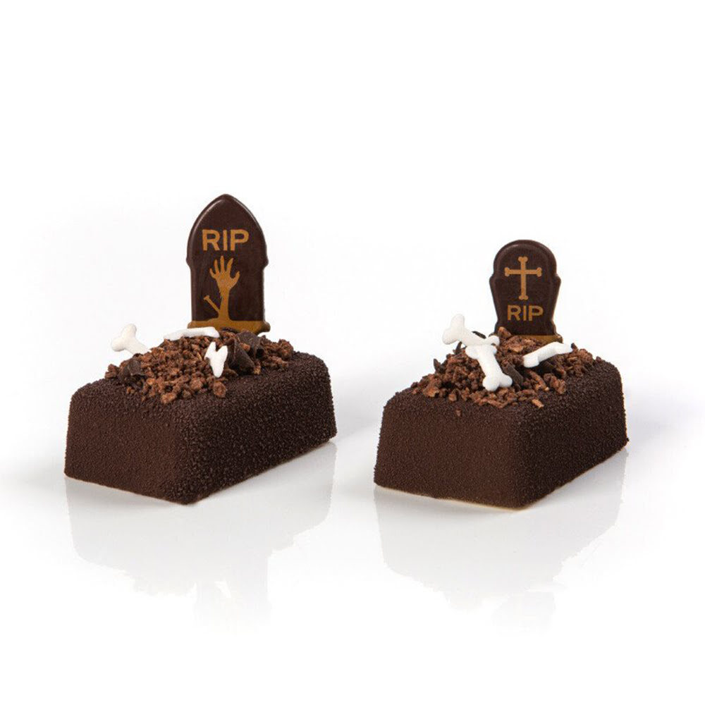 X105PC PICK TOMBSTONE RIP H.5,7-6,7-7,7CM CHOCOLATE 17011