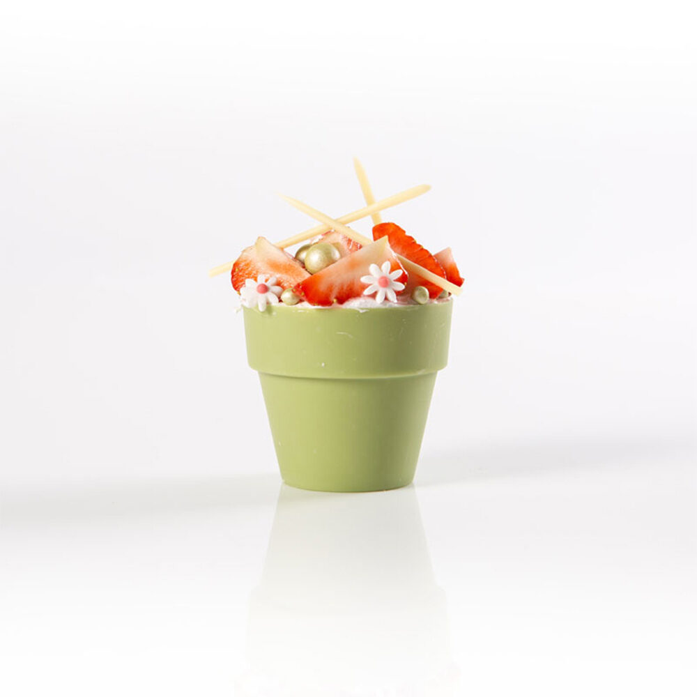 X28PC POT DE FLEURS VERT D.5,5X6,2CM CHOCOLAT 18144