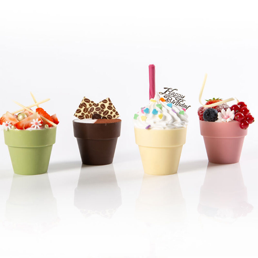 X28PC POT DE FLEURS VERT D.5,5X6,2CM CHOCOLAT 18144