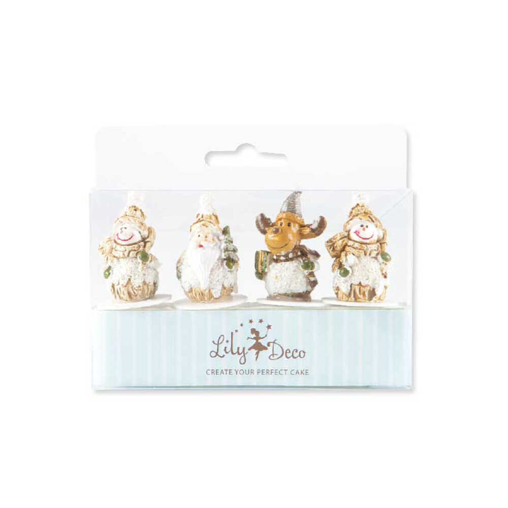C/24ST KERSTFIGUREN GOUD ZILVER POLYRESIN 22099%