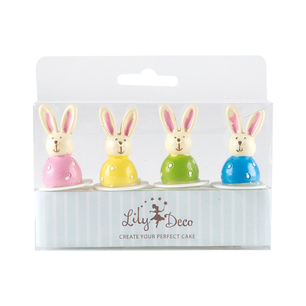 X24ST SETJES 4ST HAASJES PLASTIEK H.3CM LILY DECO 22188