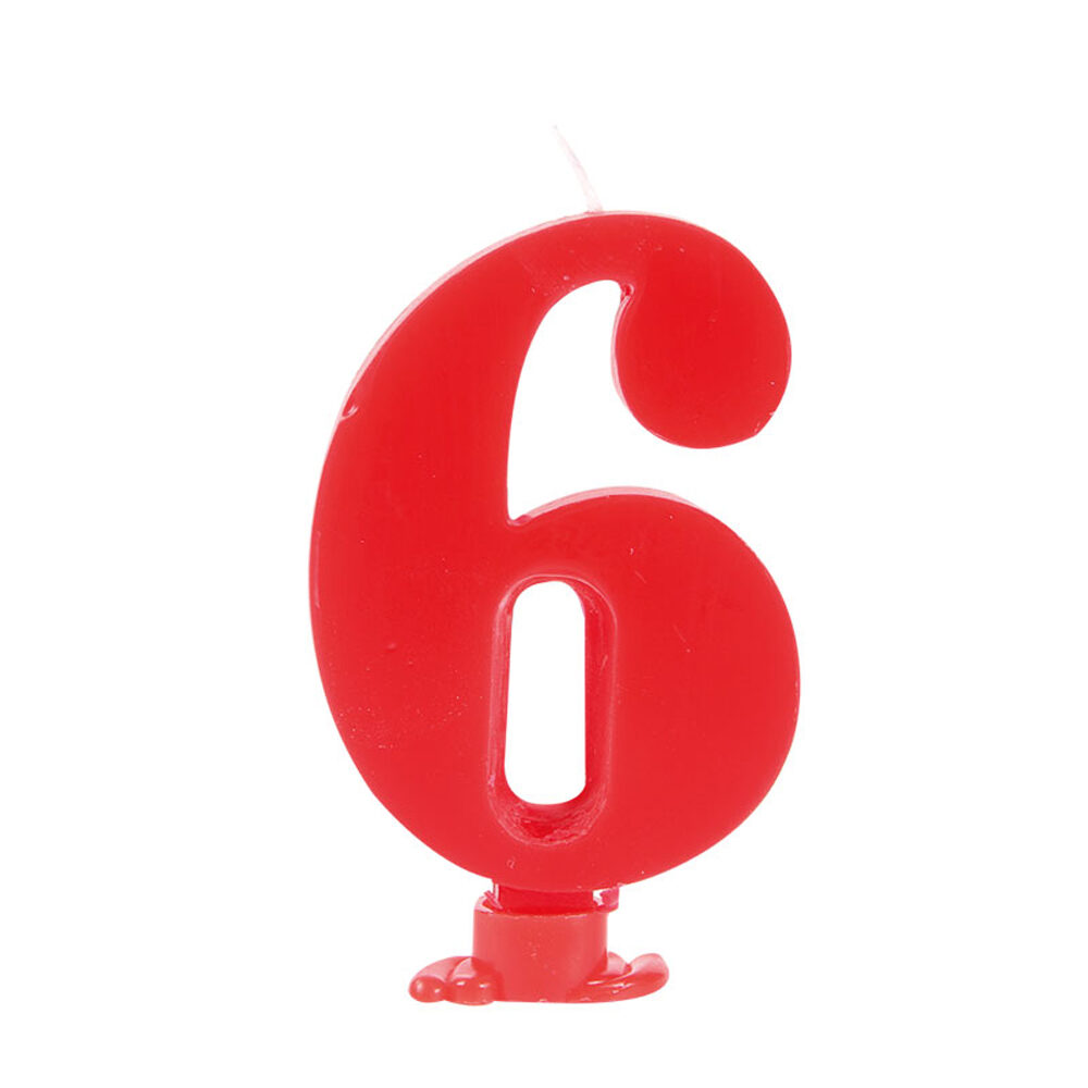 X12ST CIJFERKAARSEN ROOD NR6 H7,5CM KAARS 23366