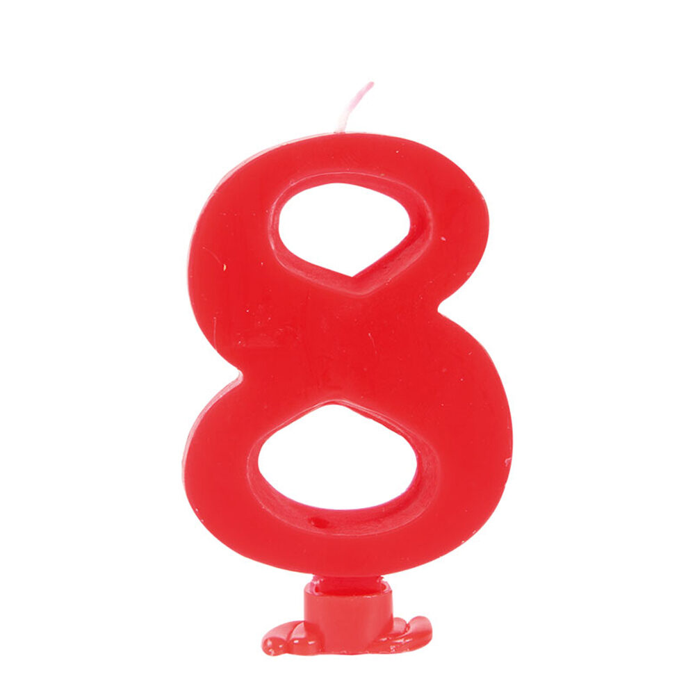 C/12PC BOUGIE ROUGE CHIFFRE 8 H7,5CM 23368