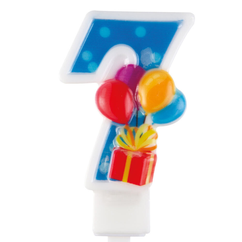 X12PC BOUGIE CHIFFRE BALLON NR 7 H.7,5CM 23837