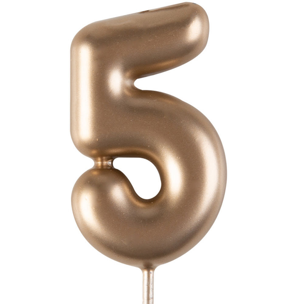 X12ST BLISTER KAARS GOUD NR 5 H4CM LILY DECO 23845