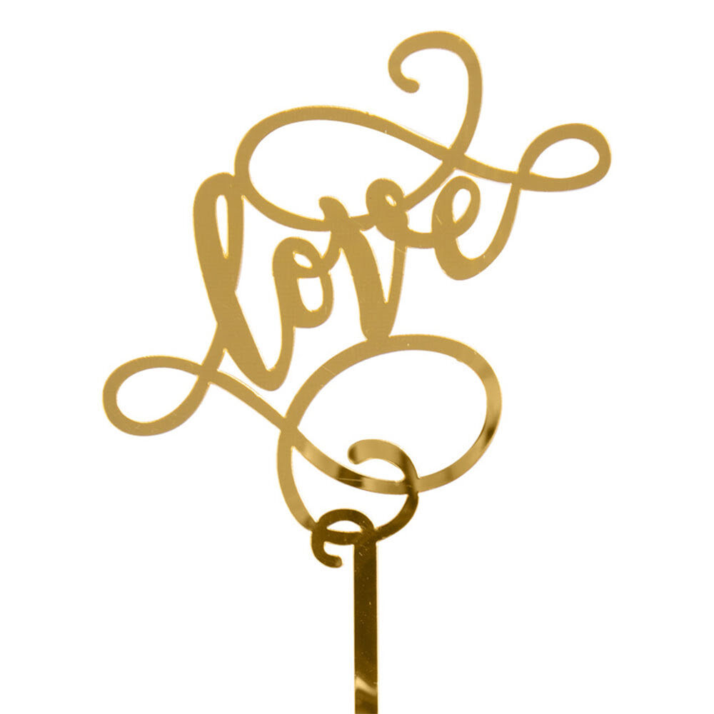 X10PC PICK LOVE GOLD H.12CM PLASTIC 28114