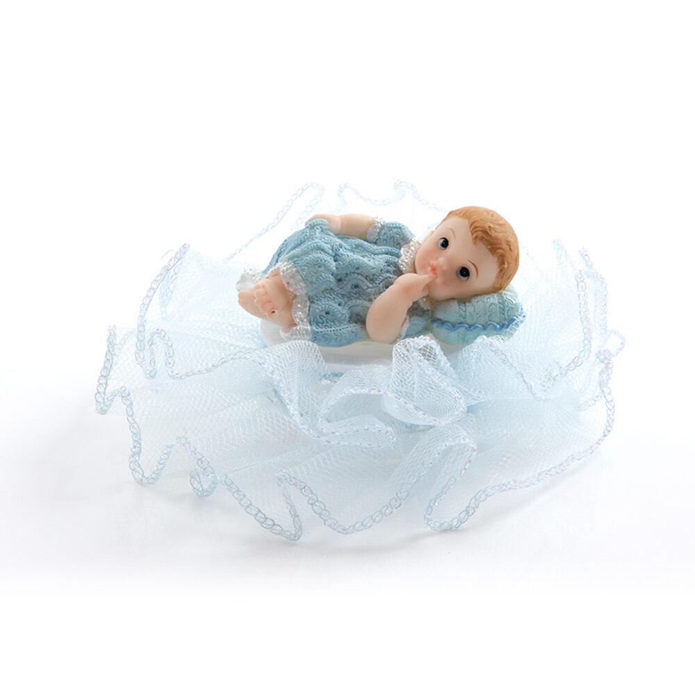 X6PC BABY BLUE TULLE L.8,5 X 4,5CM RESINE 31099
