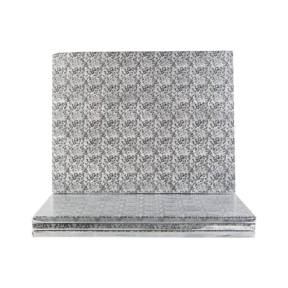 X5PC DISQUE GATEAU RECTANGLE ARGENT 35X25CM CARTON 31493