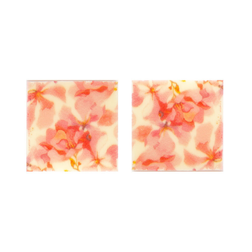 X220PC SQUARE PINK FLOWER 3X3CM CHOCOLATE 34061