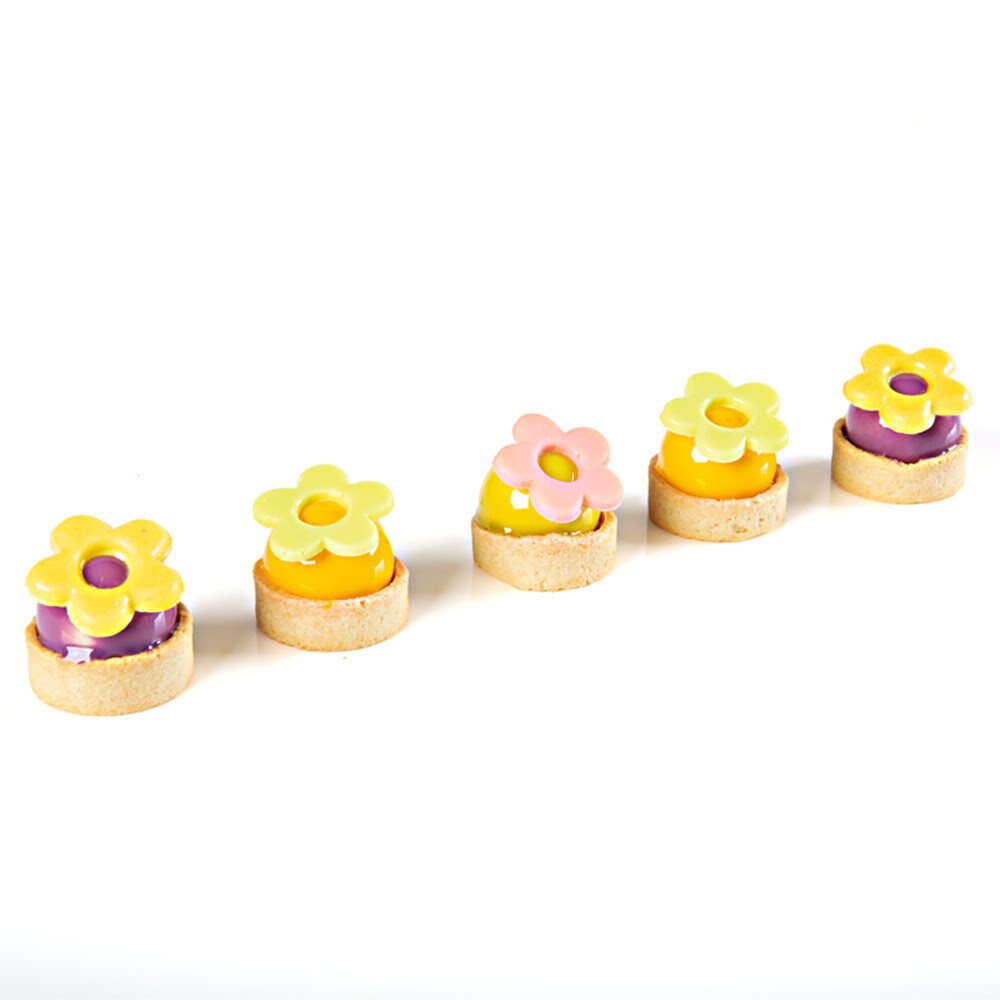 X120PC ASSORTMENT OPEN FLOWER PASTELS D3,5CM CHOC 34349