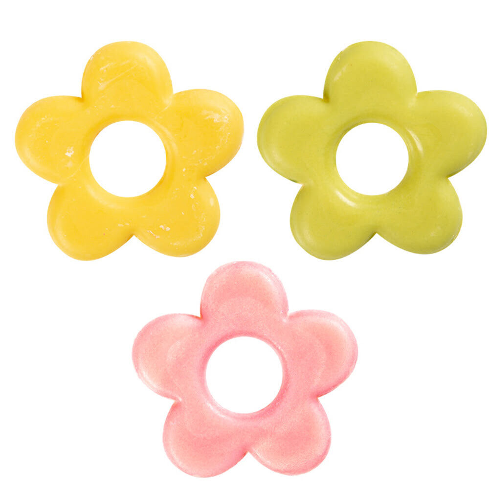 X120PC ASSORTMENT OPEN FLOWER PASTELS D3,5CM CHOC 34349