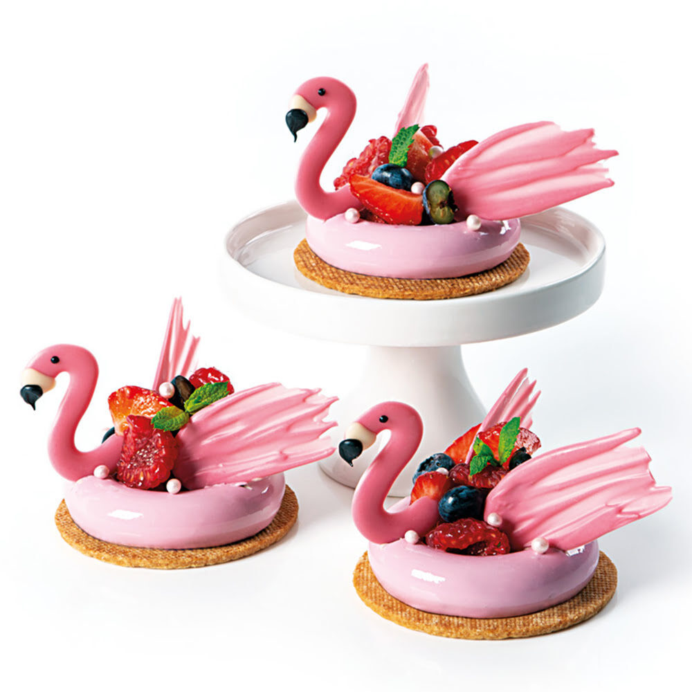 X24PC FLAMINGO HEAD 3X4CM / WINGS 3,5X6CM CHOCOLATE 34370