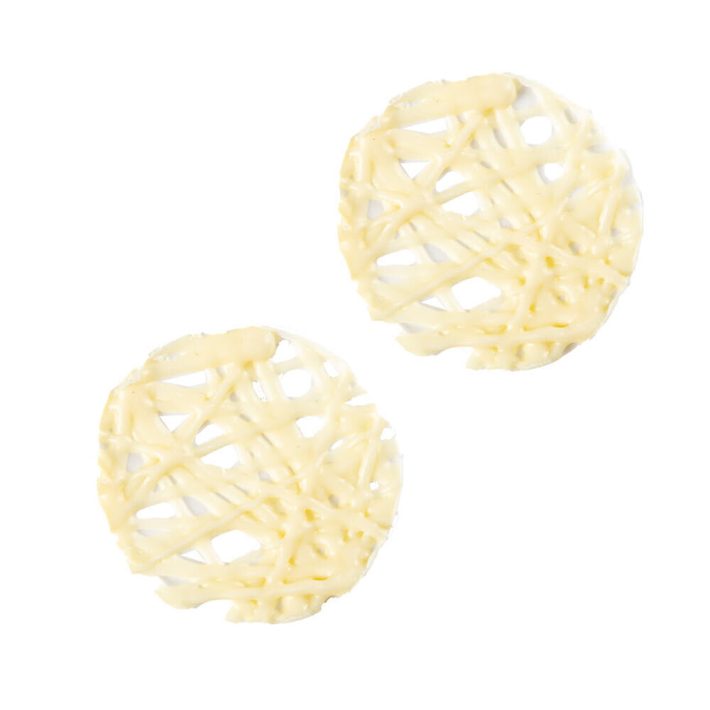 X75PC ROUND GRID WHITE D.4CM CHOCOLATE 34382
