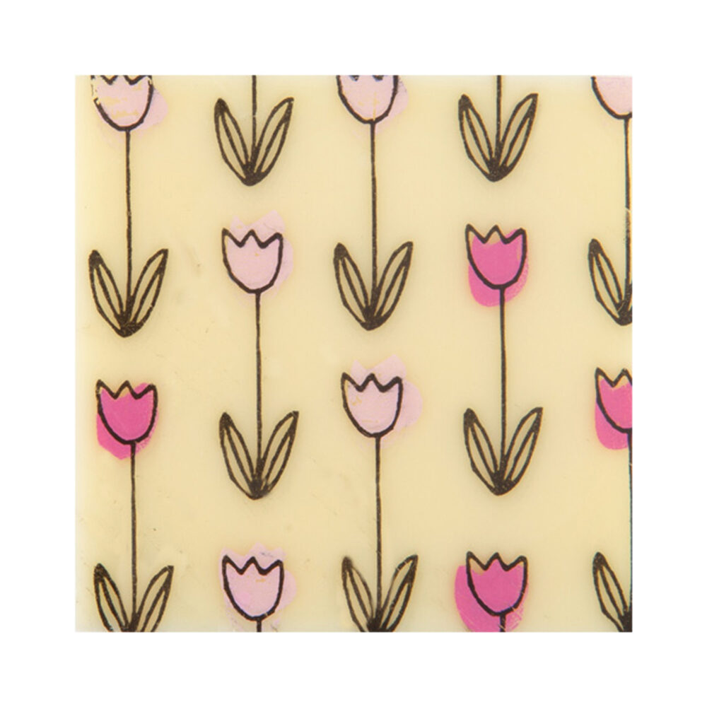 X216PC WHITE TULIP PLAQUE 3,5X3,5CM  34754