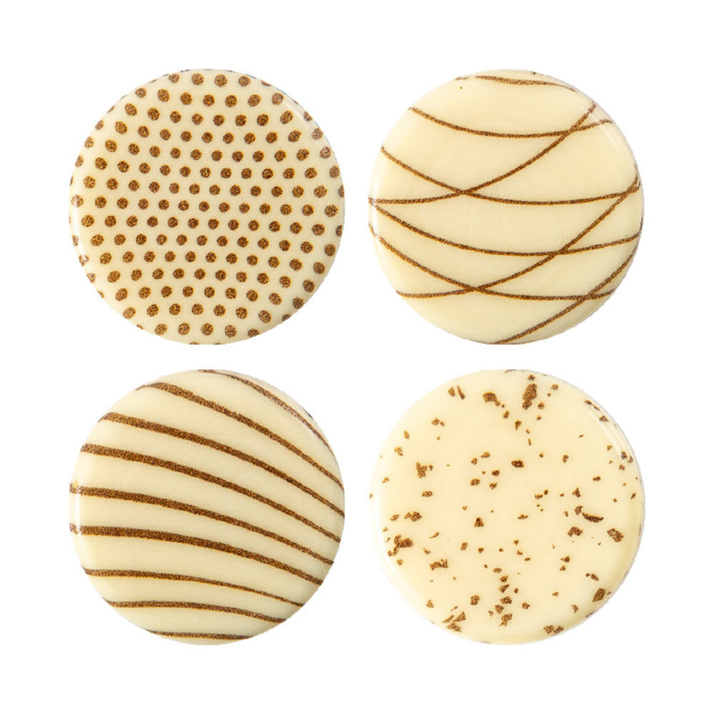 X175ST RONDJES MET LIJNEN WITTE CHOCOLADE 3CM 35019