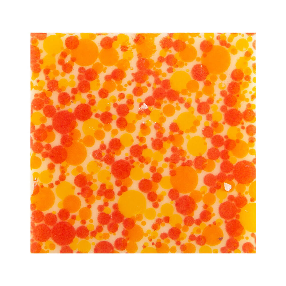 X220ST PLAATJE SPATTEN GEEL/ROOD 3X3CM CHOCOLADE 35840