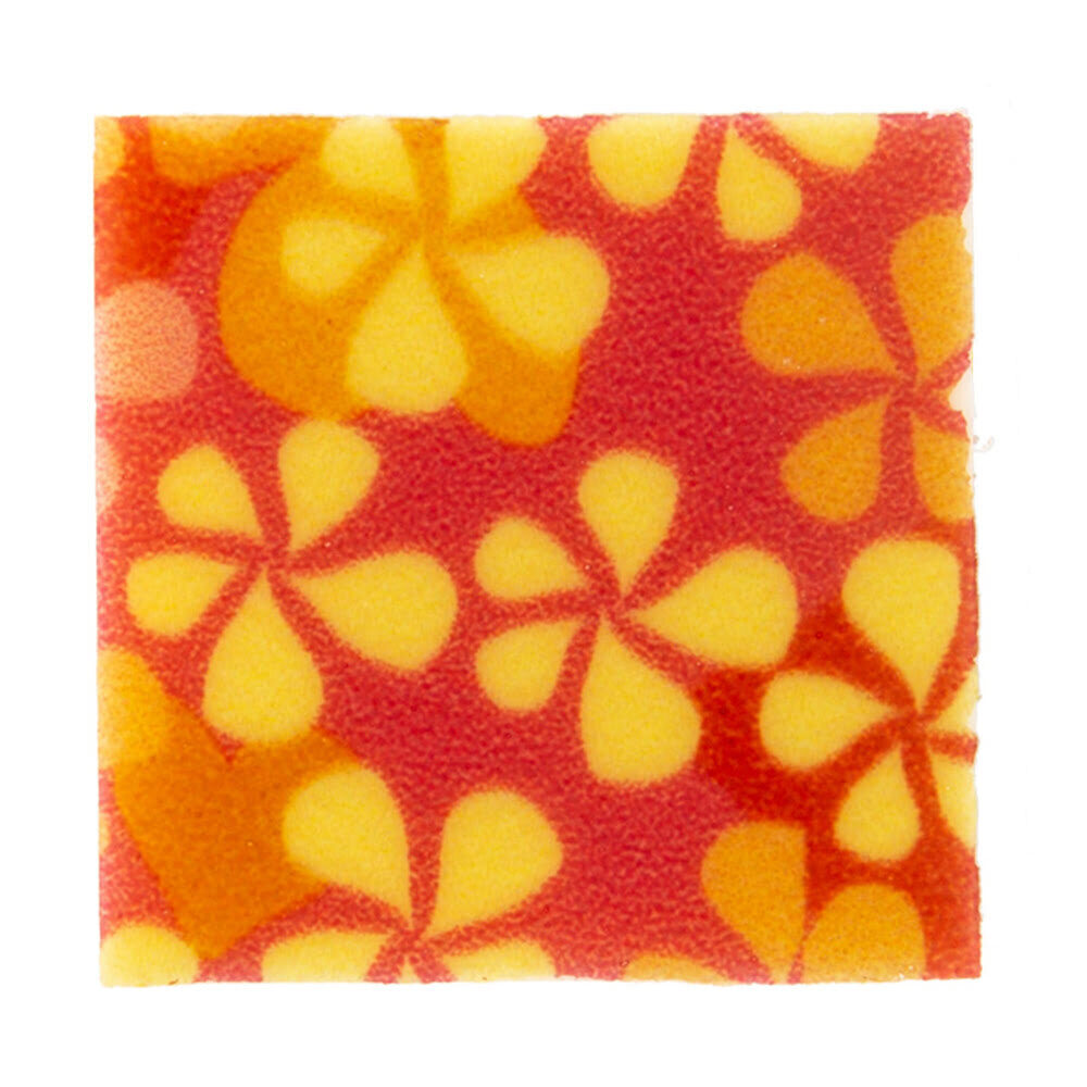X220PC PLATE SUMMERFLOWER YELLOW/RED 3X3CM CHOCOLATE 35843