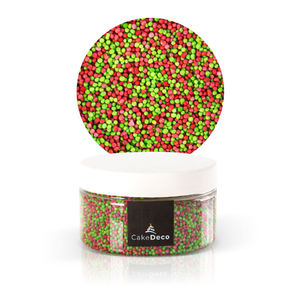X24PC NON PAREIL MIX GREEN RED 110G CAKE DECO SUGAR 39106